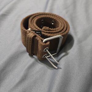 Brandy Melville Canvas belt Brown silver holes One Size Y2K Woven 100% Cotton